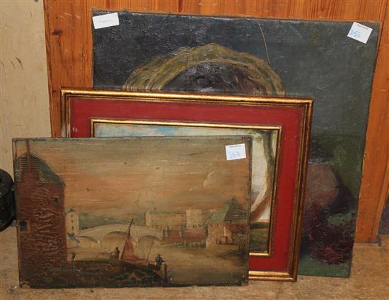 Oil - Still life & 2 oils on board